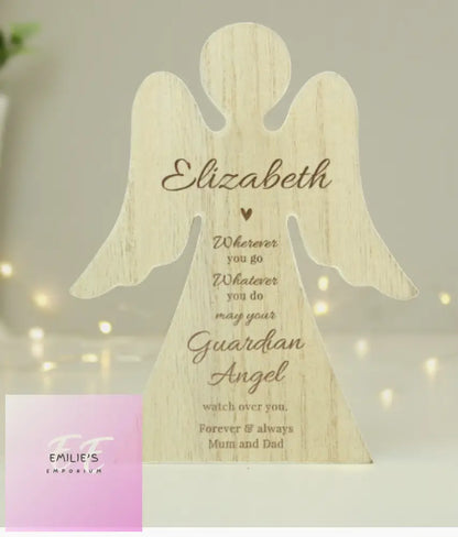 Personalised Guardian Angel Rustic Wooden Decoration