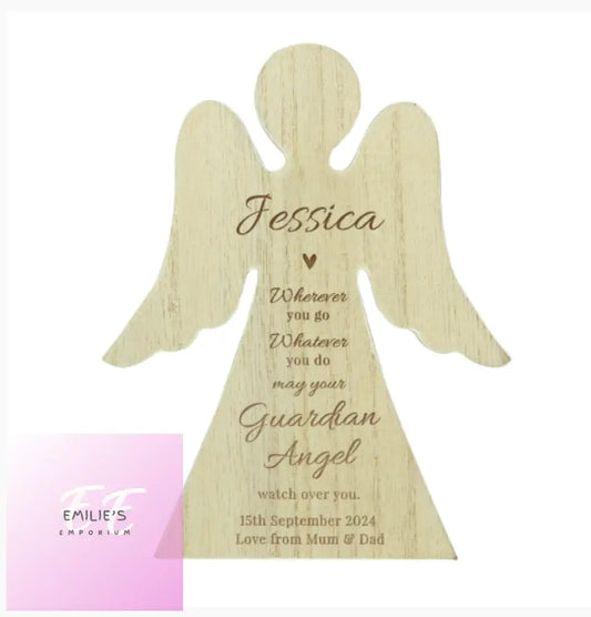 Personalised Guardian Angel Rustic Wooden Decoration