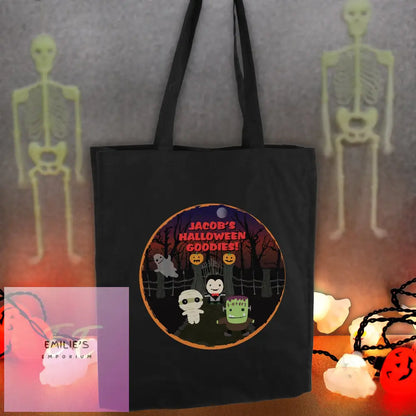 Personalised Halloween Black Cotton Bag