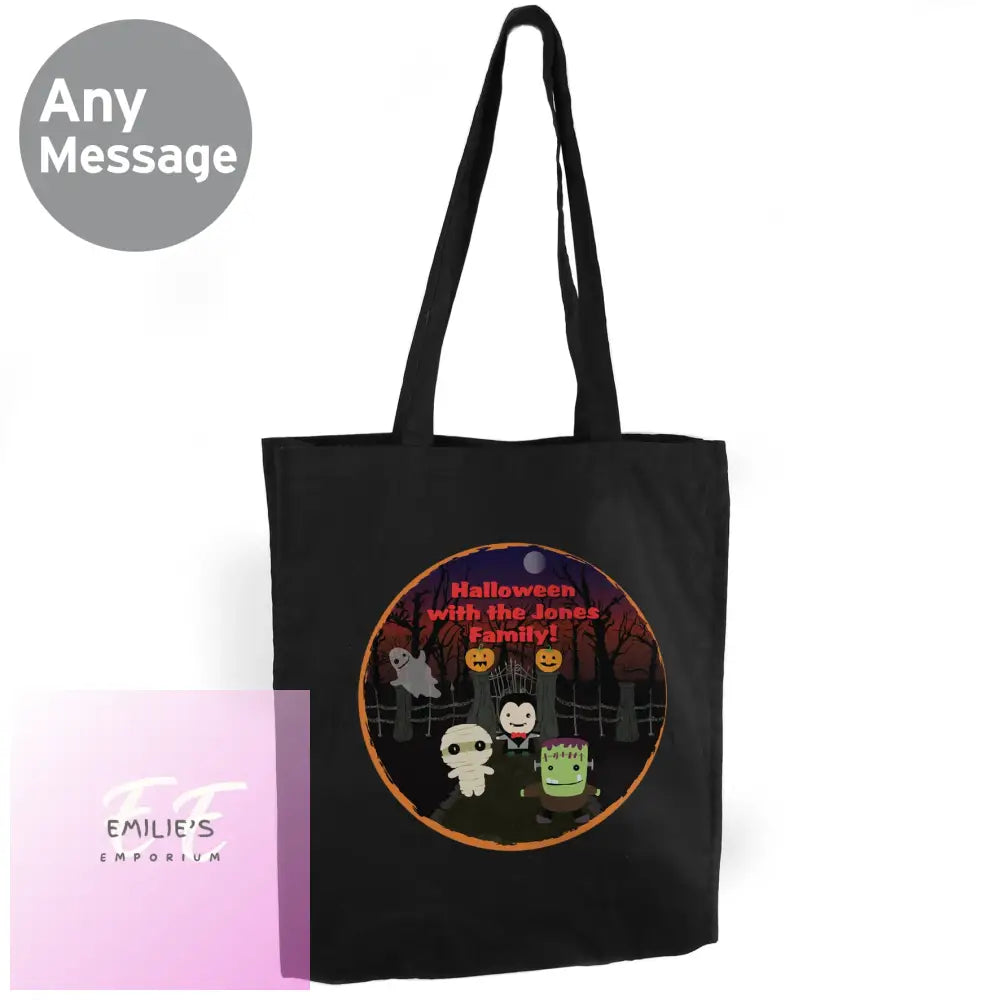 Personalised Halloween Black Cotton Bag