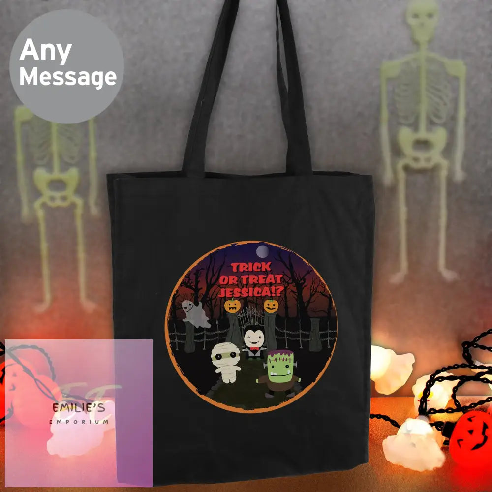 Personalised Halloween Black Cotton Bag