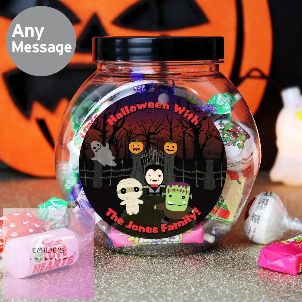 Personalised Halloween Characters Sweet Jar