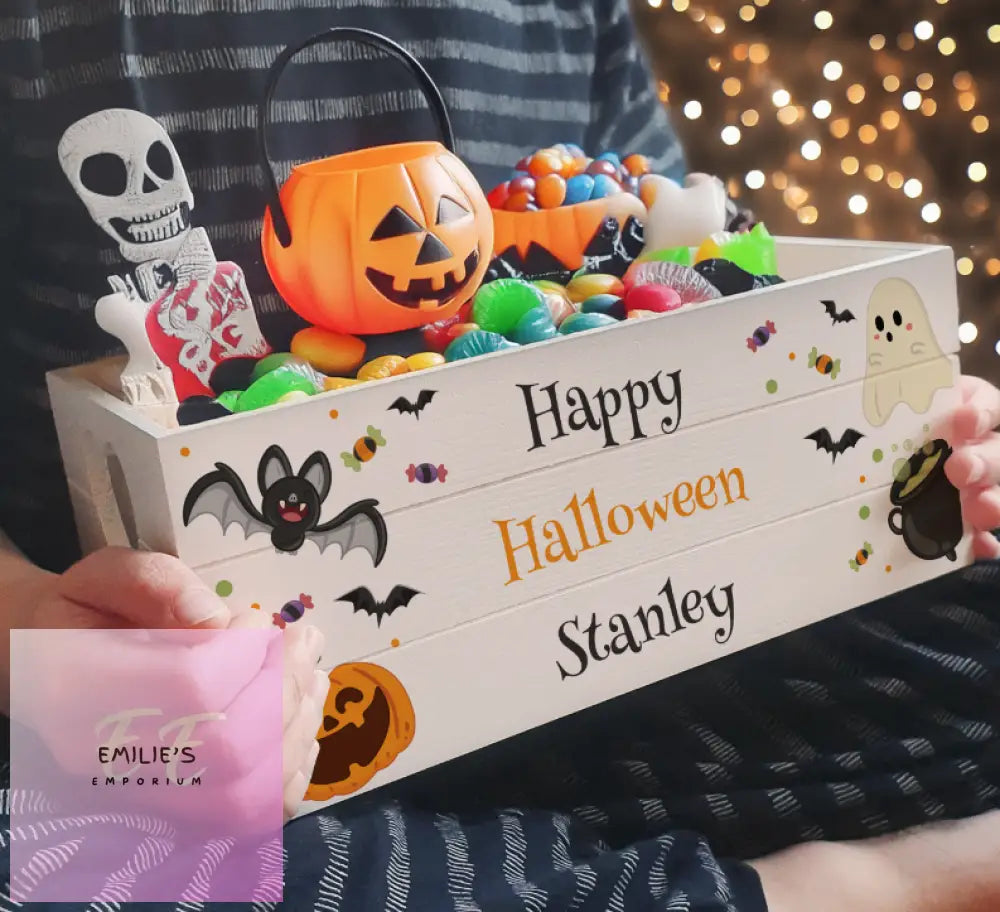 Personalised Halloween Small Wooden Treats Crate