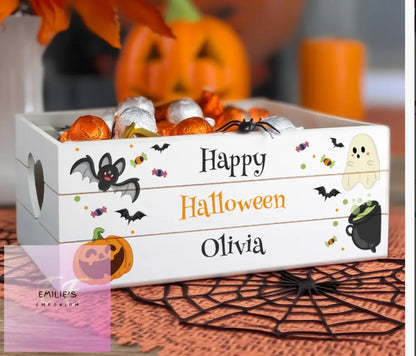 Personalised Halloween Small Wooden Treats Crate