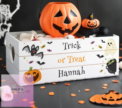 Personalised Halloween Small Wooden Treats Crate