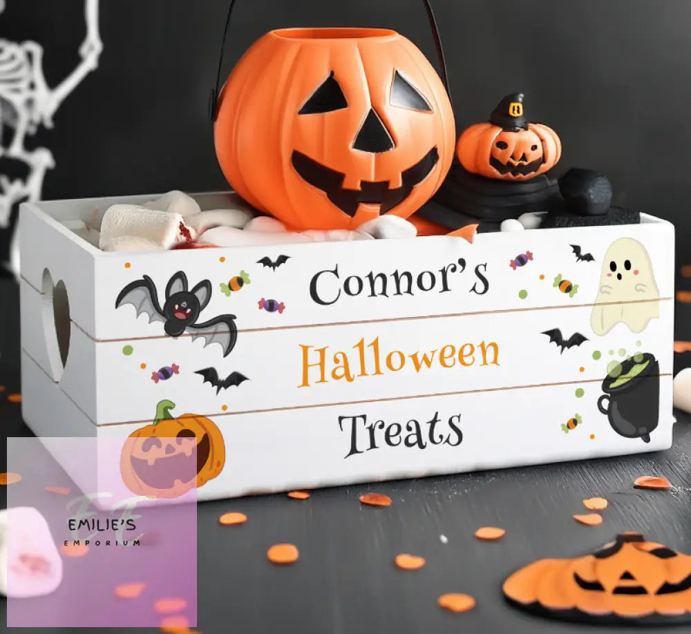 Personalised Halloween Small Wooden Treats Crate