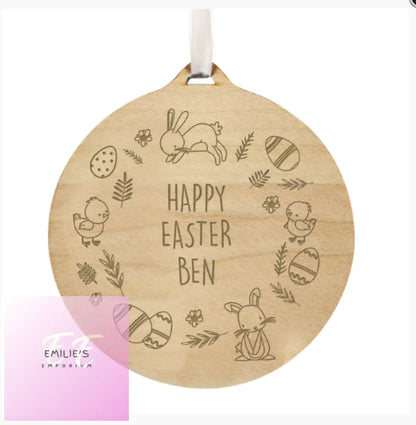 Personalised Happy Easter Wooden Decoration