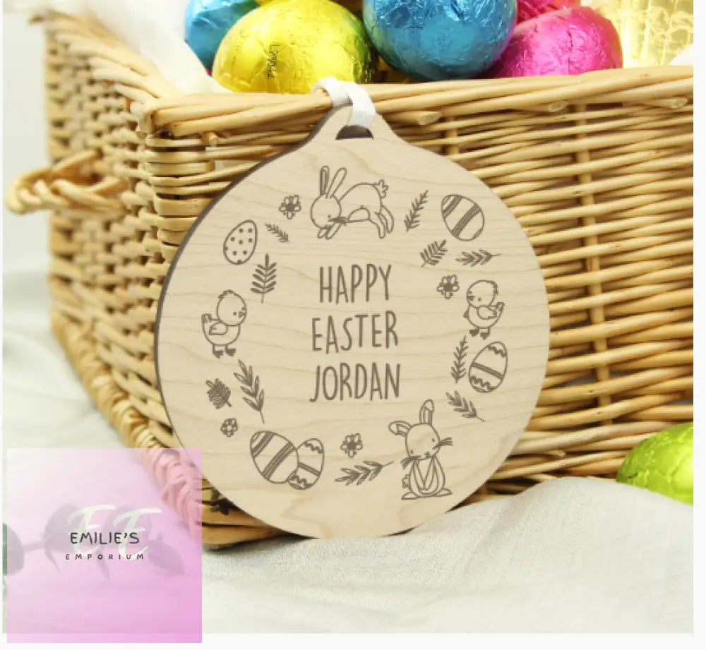 Personalised Happy Easter Wooden Decoration