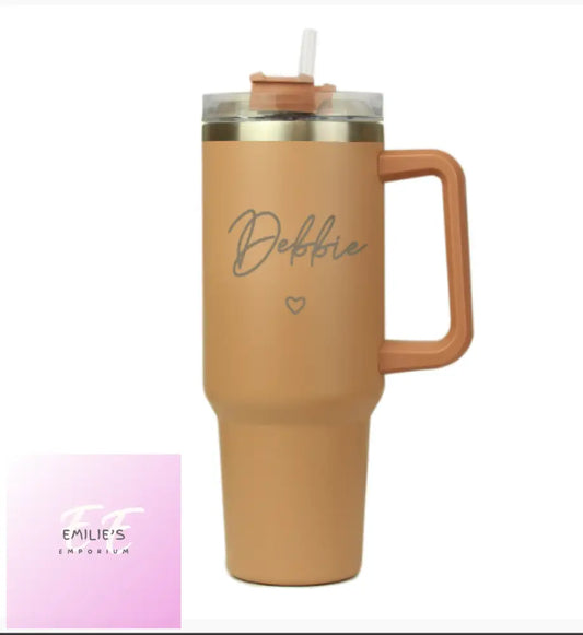 Personalised Heart 40Oz Brown Travel Cup