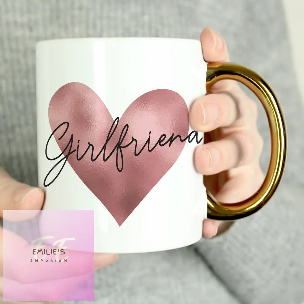 Personalised Heart Gold Handled Mug