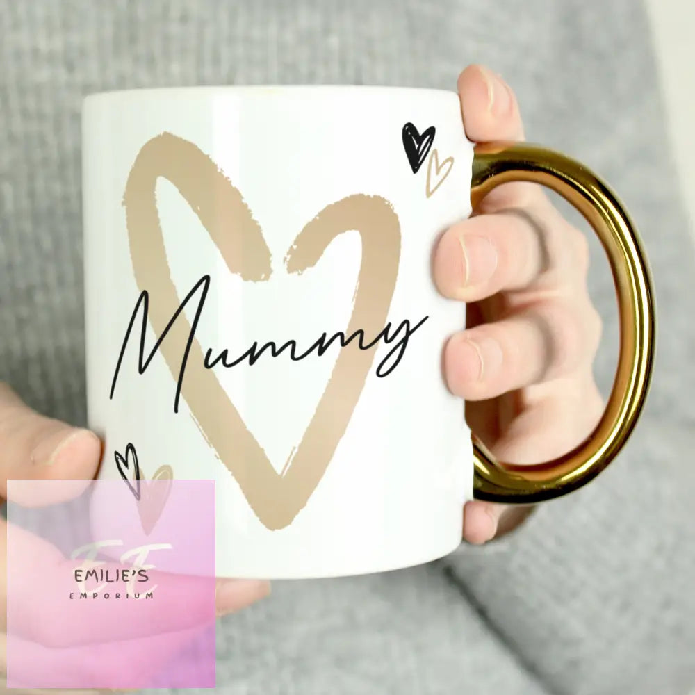 Personalised Hearts Gold Handled Mug