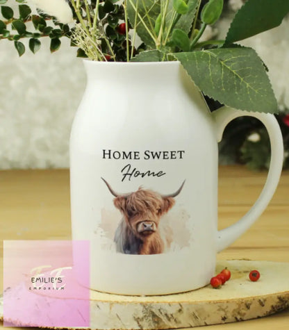 Personalised Highland Cow Flower Jug Vase