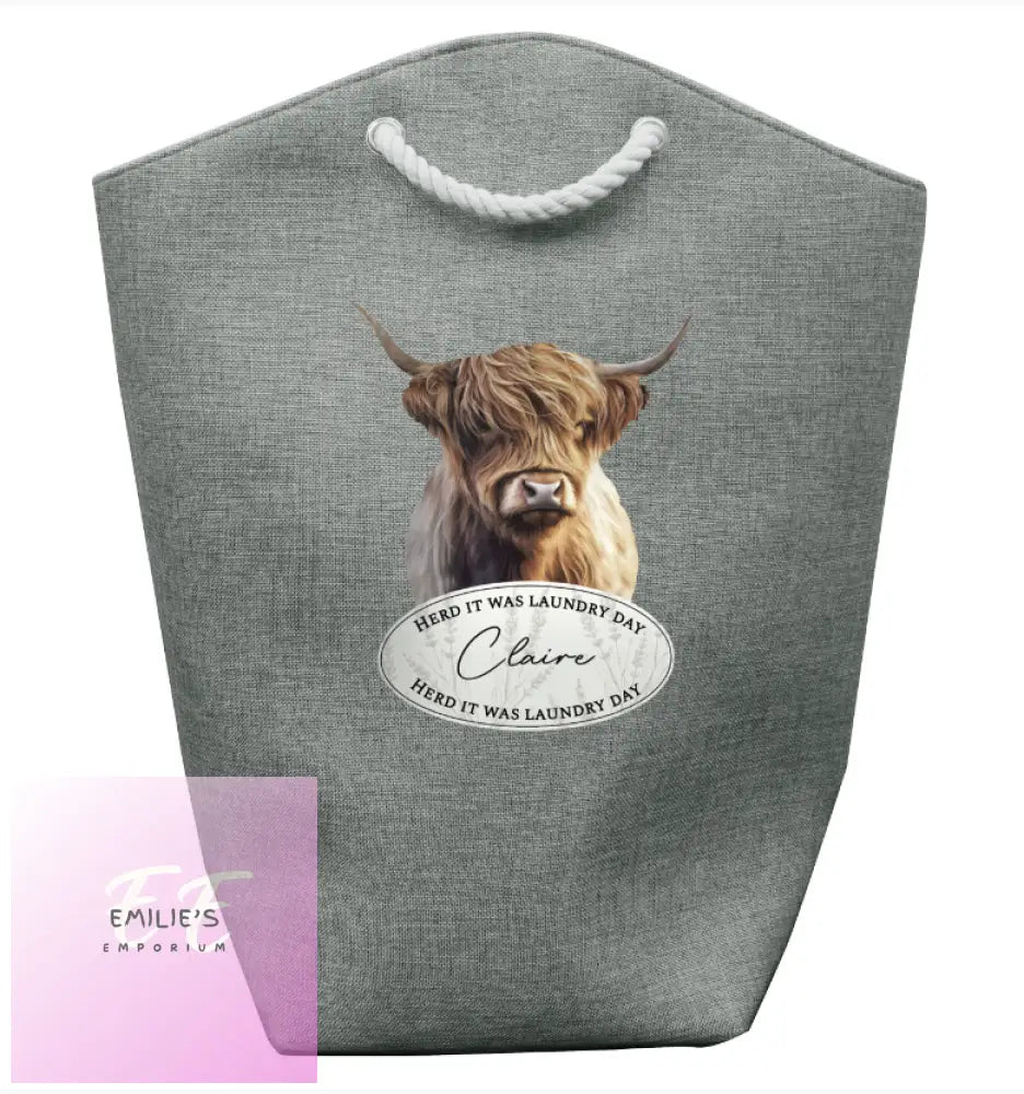 Personalised Highland Cow Laundry Bag