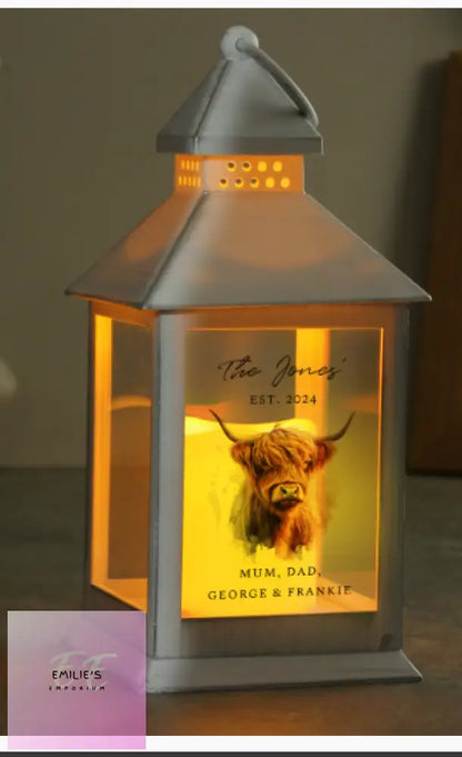 Personalised Highland Cow Led Lantern