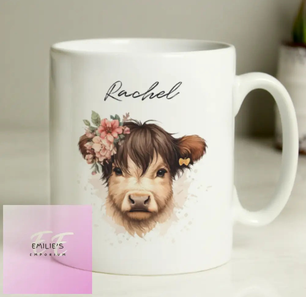 Personalised Highland Cow Mug - Girl