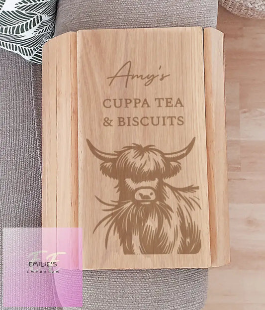 Personalised Highland Cow Sofa Tray