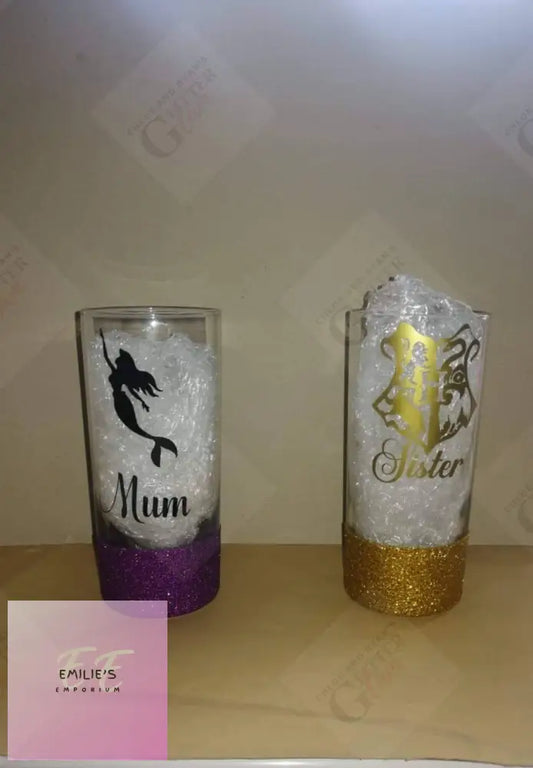 Personalised Hilball Glass With Glitter Set
