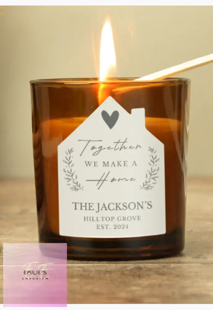 Personalised Home Amber Glass Candle