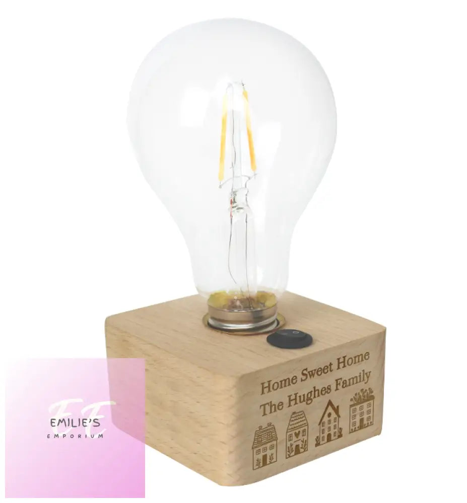 Personalised Home Wooden Bulb Light