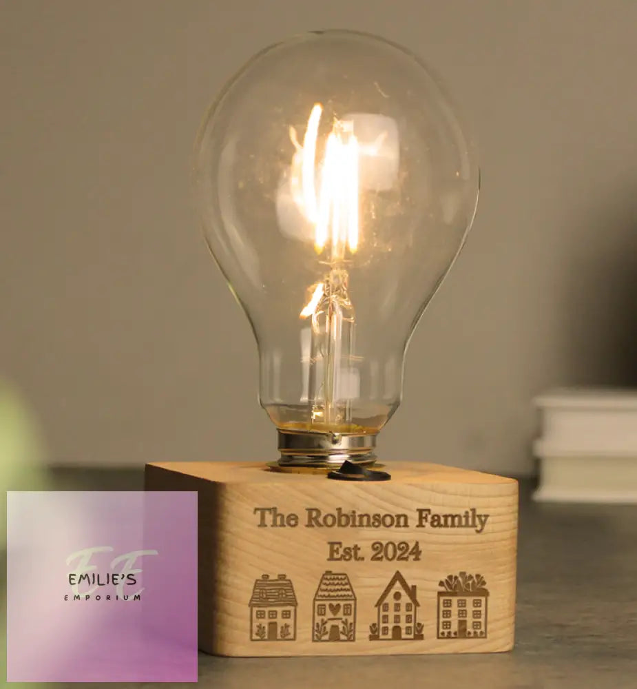 Personalised Home Wooden Bulb Light