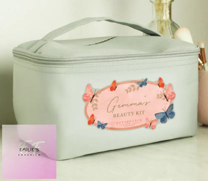 Personalised Hotchpotch Butterfly Grey Toiletry Bag