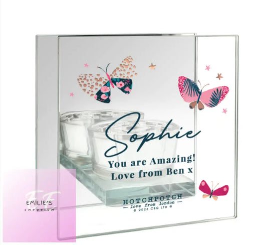 Personalised Hotchpotch Butterfly Mirrored Tealight Holder