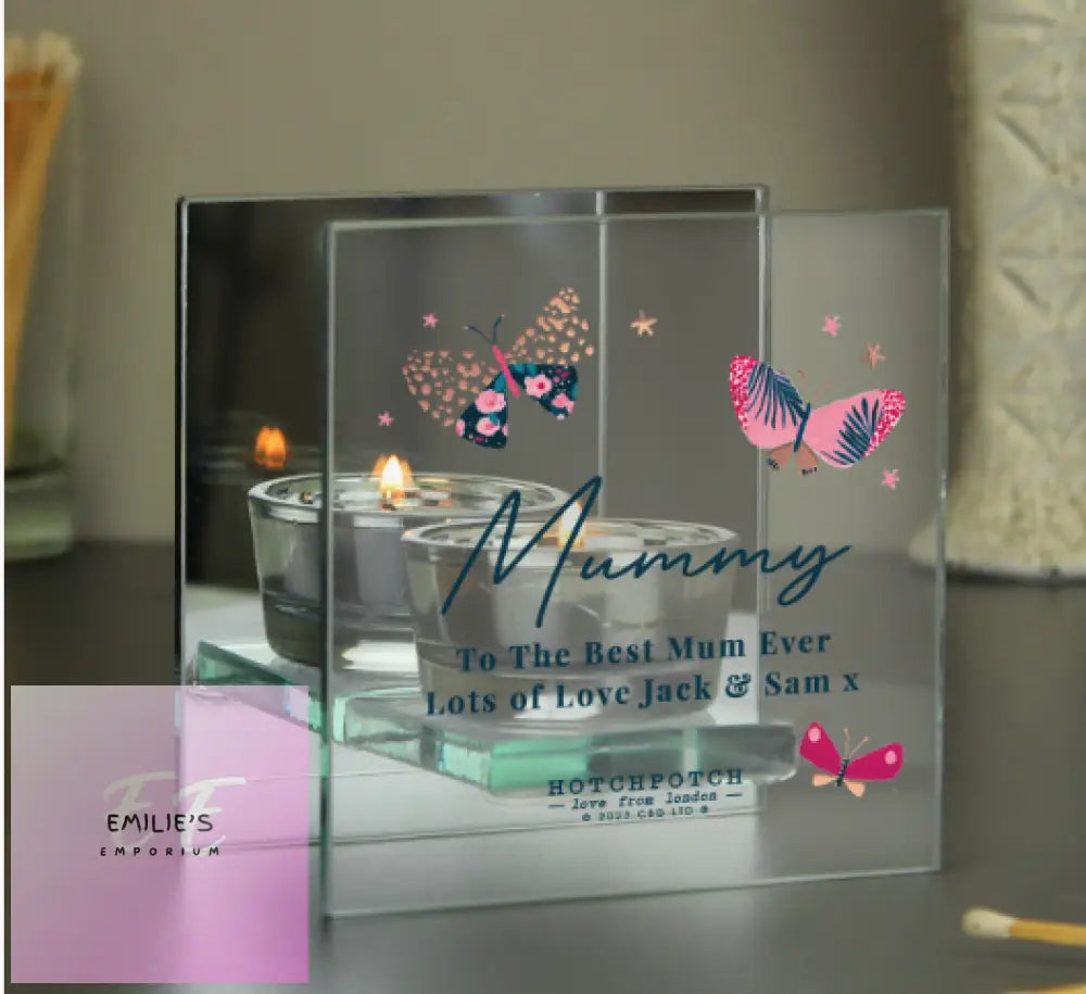 Personalised Hotchpotch Butterfly Mirrored Tealight Holder