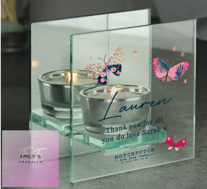 Personalised Hotchpotch Butterfly Mirrored Tealight Holder