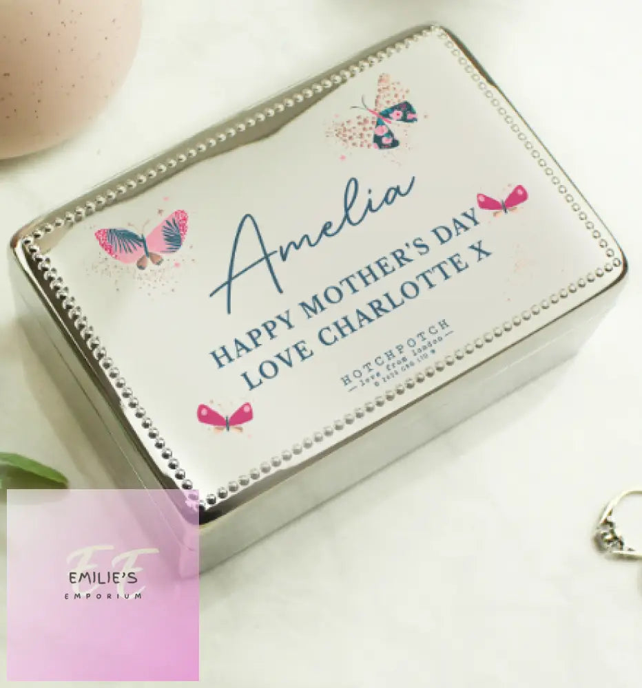 Personalised Hotchpotch Butterfly Rectangular Jewellery Box