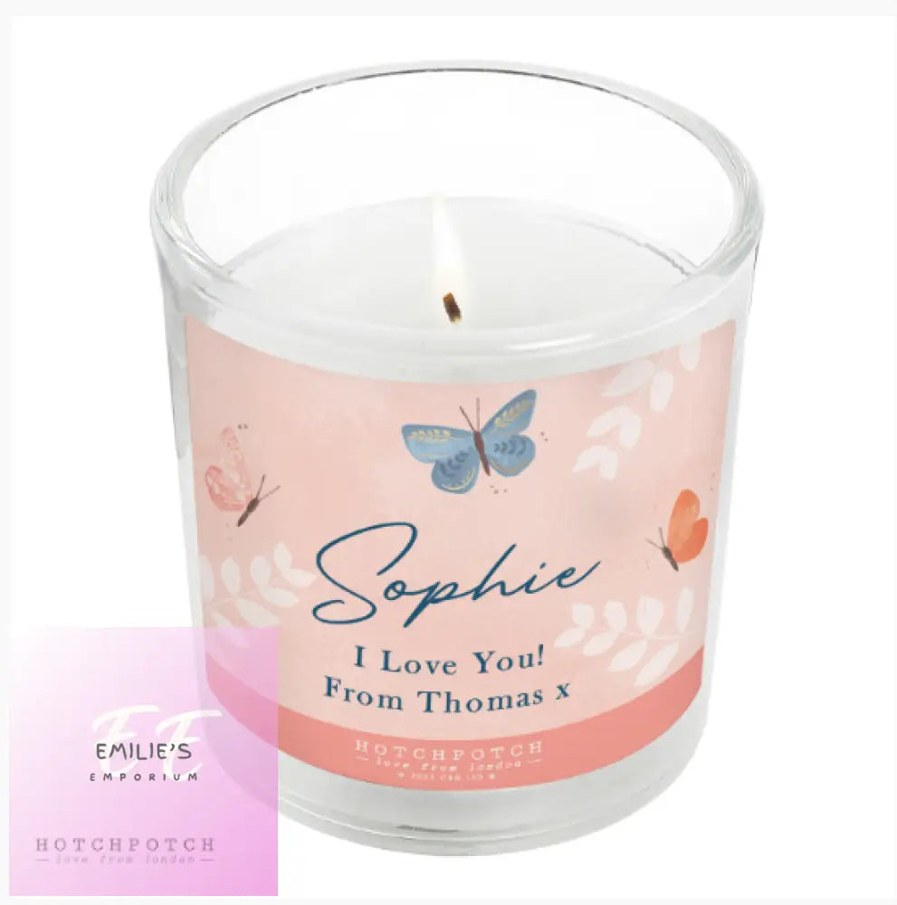 Personalised Hotchpotch Butterfly Scented Candle Jar