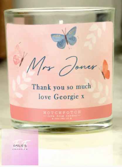 Personalised Hotchpotch Butterfly Scented Candle Jar