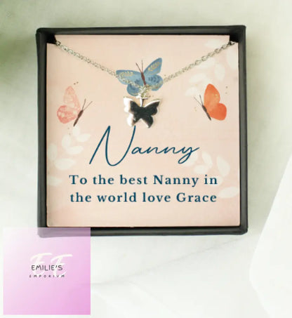 Personalised Hotchpotch Butterfly Sentiment Necklace And Box