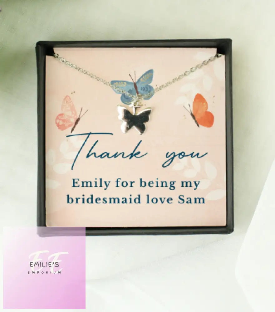 Personalised Hotchpotch Butterfly Sentiment Necklace And Box