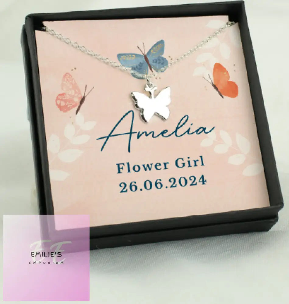 Personalised Hotchpotch Butterfly Sentiment Necklace And Box