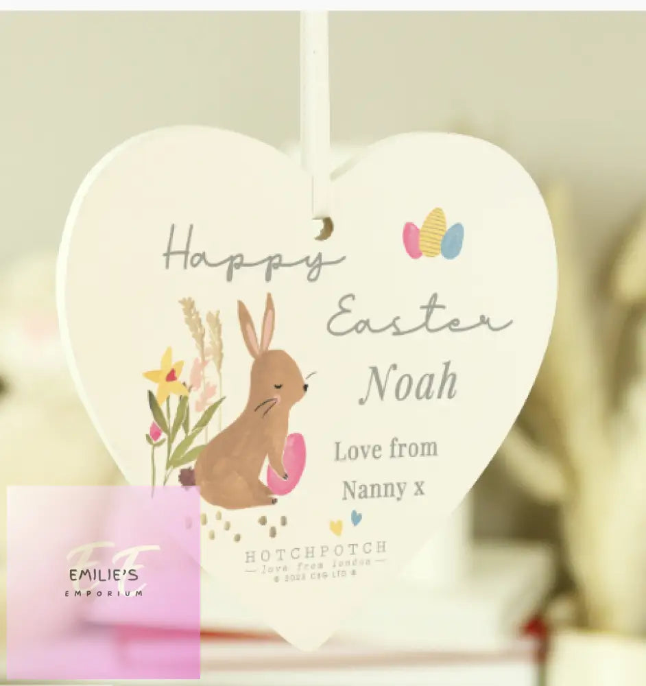 Personalised Hotchpotch Easter Wooden Heart Decoration