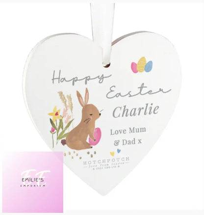 Personalised Hotchpotch Easter Wooden Heart Decoration