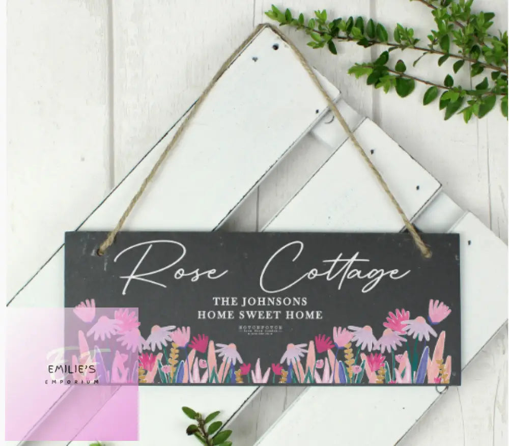 Personalised Hotchpotch Wild Flower Hanging Slate Plaque