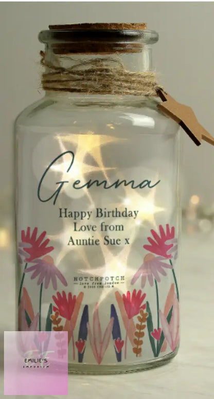 Personalised Hotchpotch Wild Flower Led Glass Jar