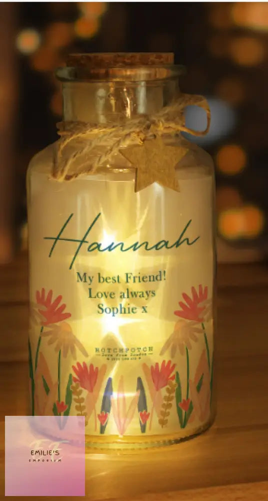 Personalised Hotchpotch Wild Flower Led Glass Jar