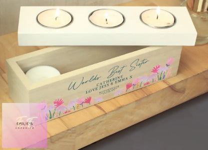 Personalised Hotchpotch Wild Flower Triple Tealight Box