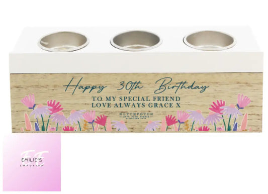 Personalised Hotchpotch Wild Flower Triple Tealight Box