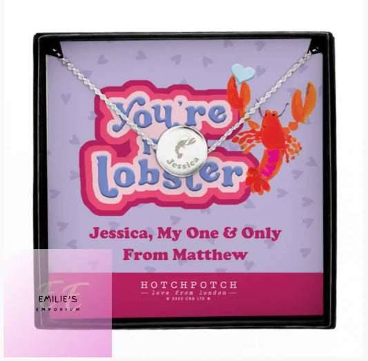 Personalised Hotchpotch Youre My Lobster Sentiment Silver Tone Necklace And Box