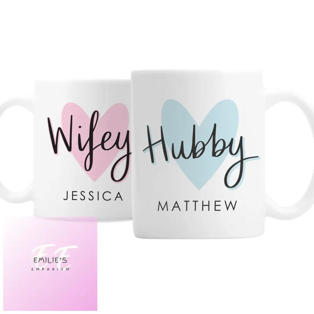 Personalised Hubby & Wifey Mug Set