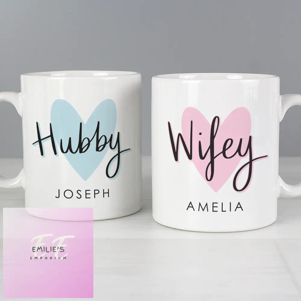 Personalised Hubby & Wifey Mug Set