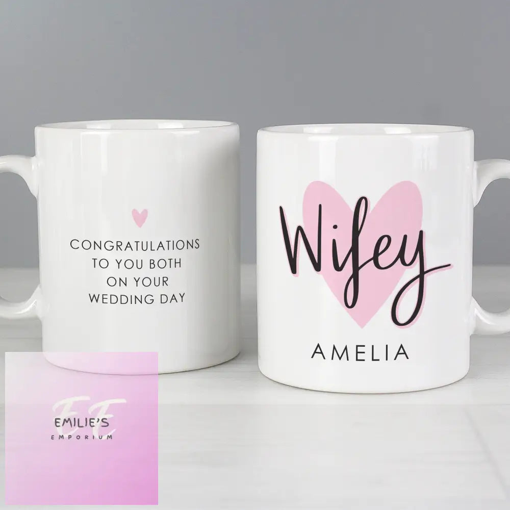 Personalised Hubby & Wifey Mug Set