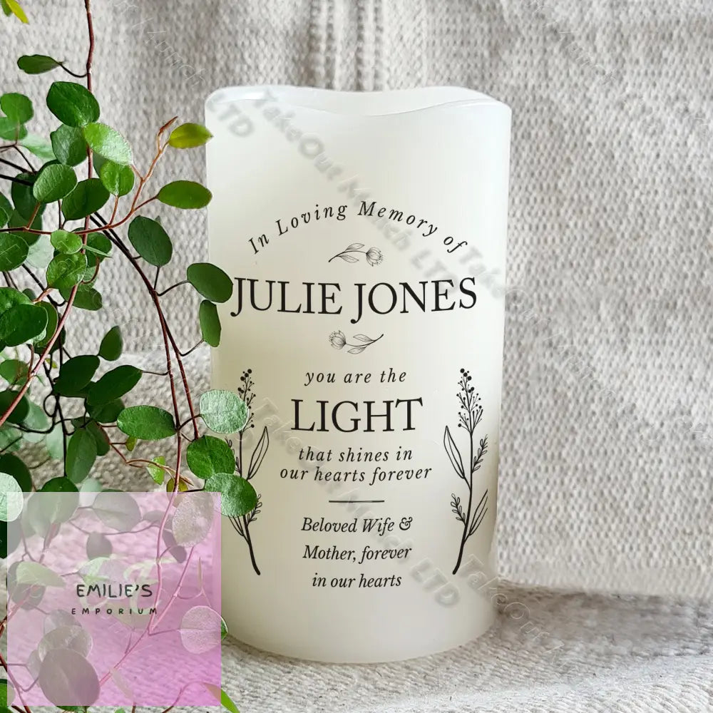 Personalised In Loving Memory Led Candle