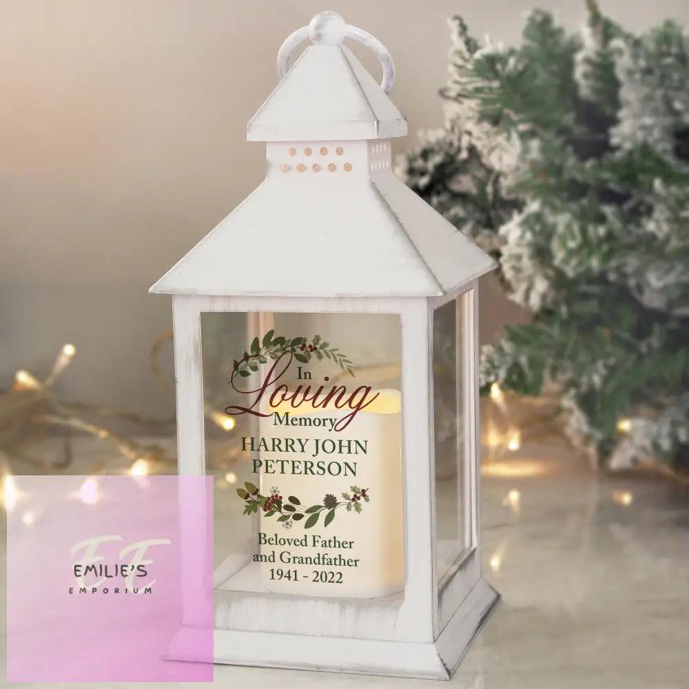 Personalised In Loving Memory White Lantern