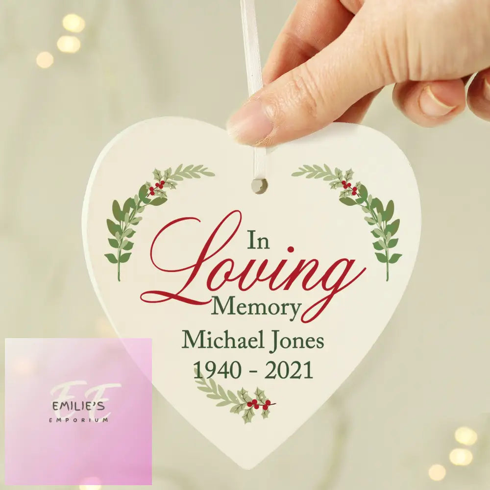 Personalised In Loving Memory Wooden Heart Decoration