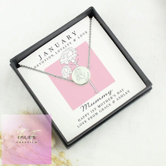 Personalised January Birth Flower Necklace And Box