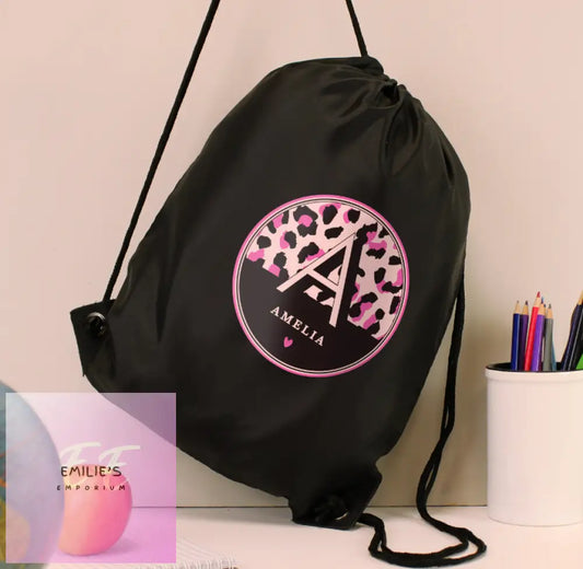 Personalised Leopard Print Black Kit Bag